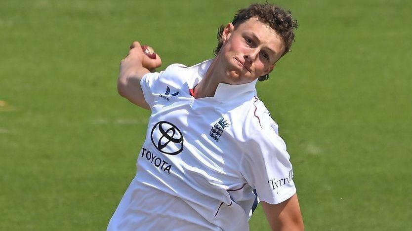 Charlie Harmison in action for England Under-19s