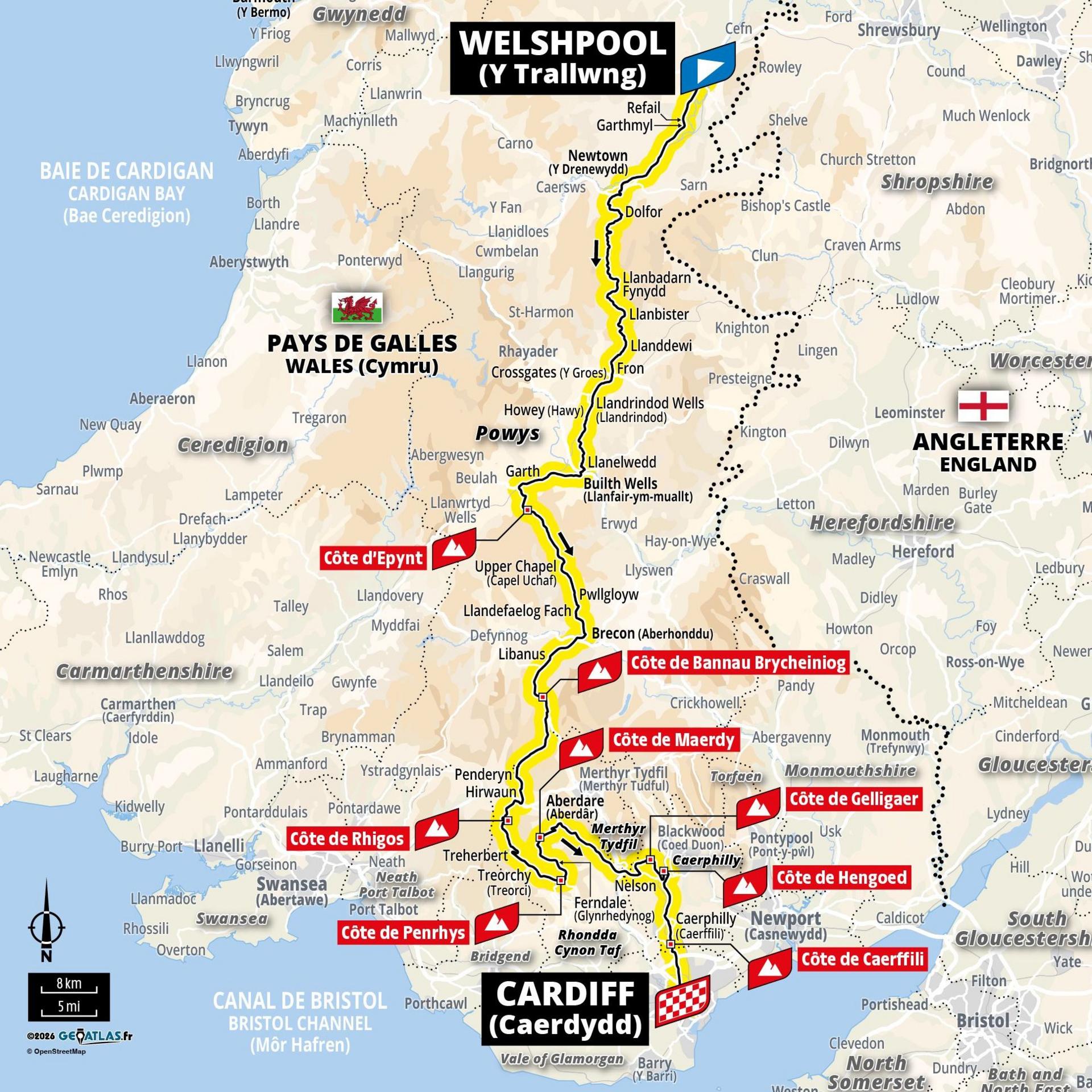 Tour de France stage three map