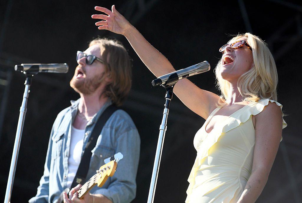 Finneas and Ashe on stage as The Favors