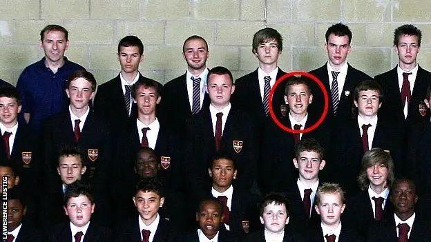 Harry Kane, circled, in a school photograph