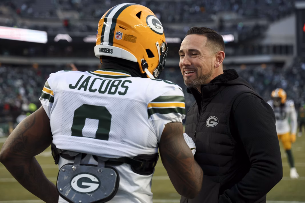 “Translation: our run game stinks” “Let’s see that video”: NFL fans mock Matt LaFleur for giving “second chance” to Josh Jacobs “Translation: our run game stinks” “Let’s see that video”: NFL fans mock Matt LaFleur for giving “second chance” to Josh Jacobs