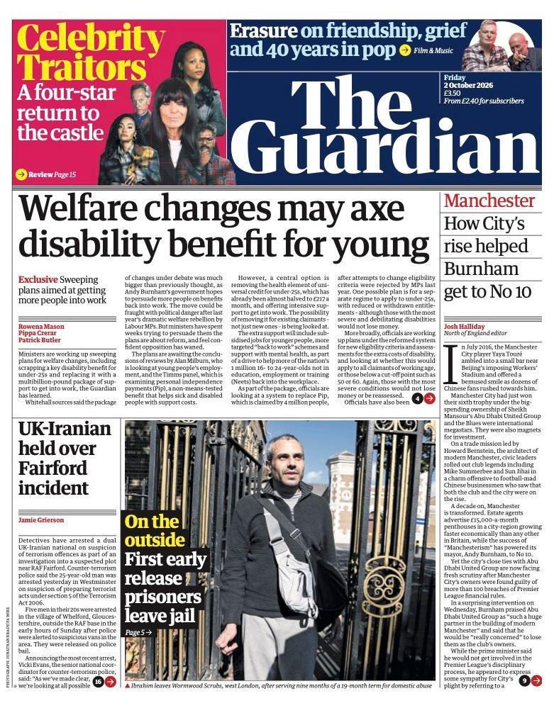 The headline on the front page of the Guardian reads: “Welfare changes may axe disability benefit for young”.
