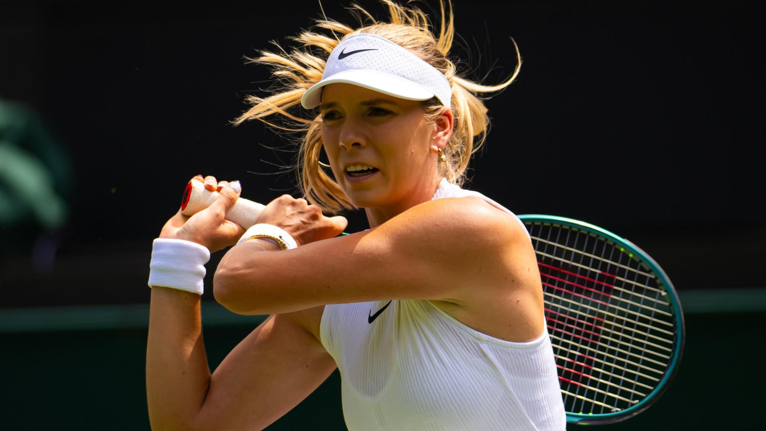 British number one Katie Boulter hits a backhand