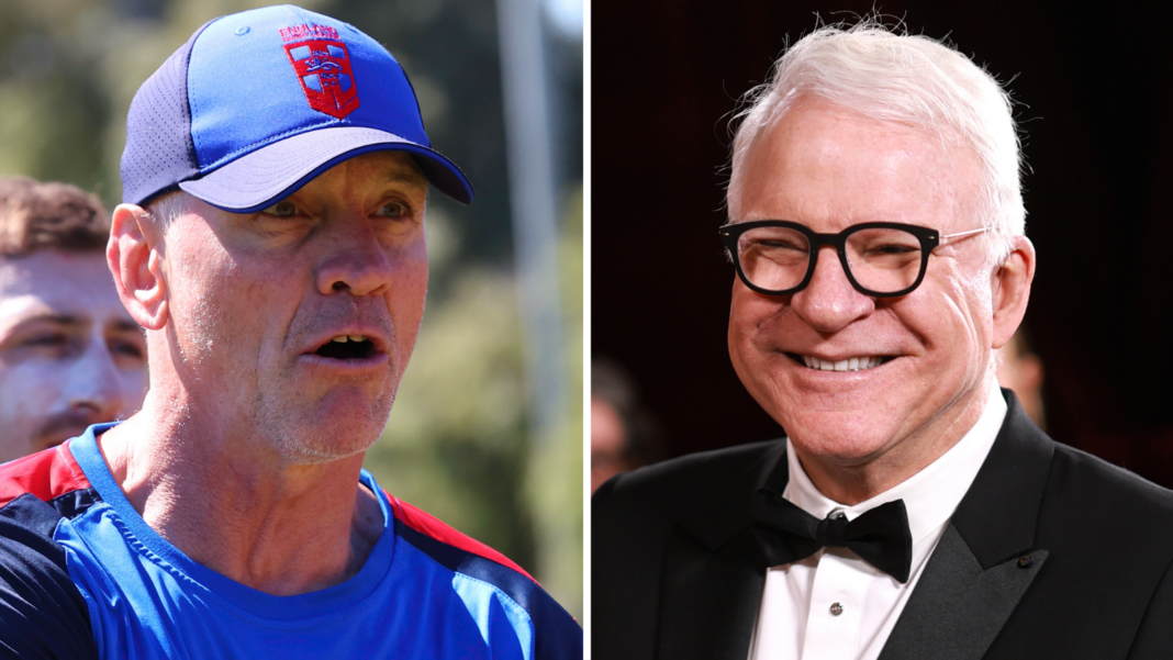 England boss McDermott calls for Super League to accept NRL investment Split image of Brian McDermott and Steve Martin