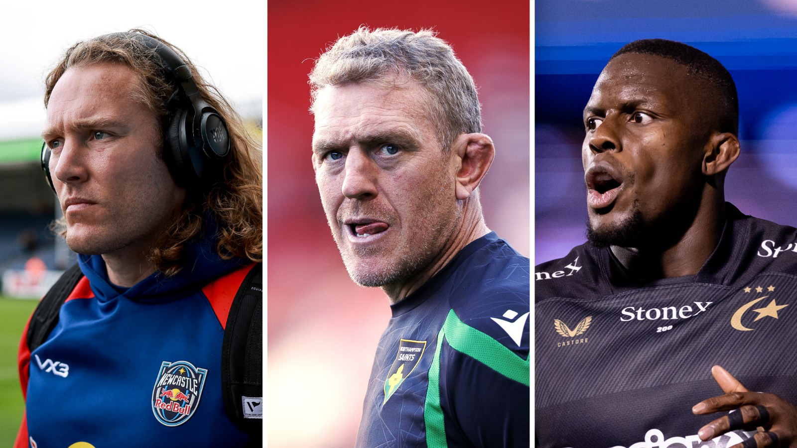 Werner Kok, Sam Vesty and Maro Itoje in a composite image
