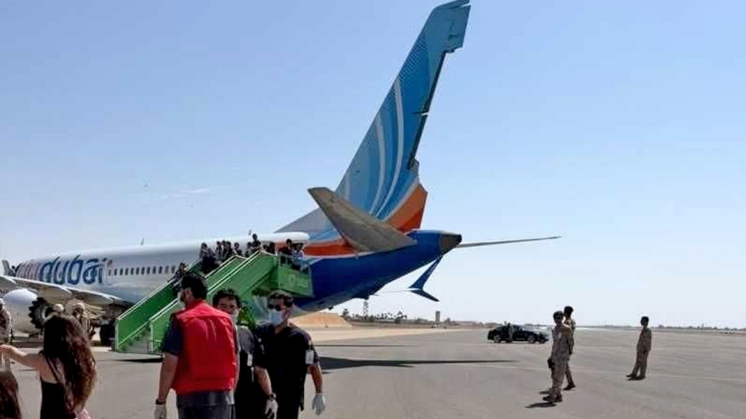 Bomb threat forces Israel to Austria flight into emergency landing The Flydubai aircraft after its emergency landing appears to show it has sustained damage to its tail fin. Photo: 30 September 2026