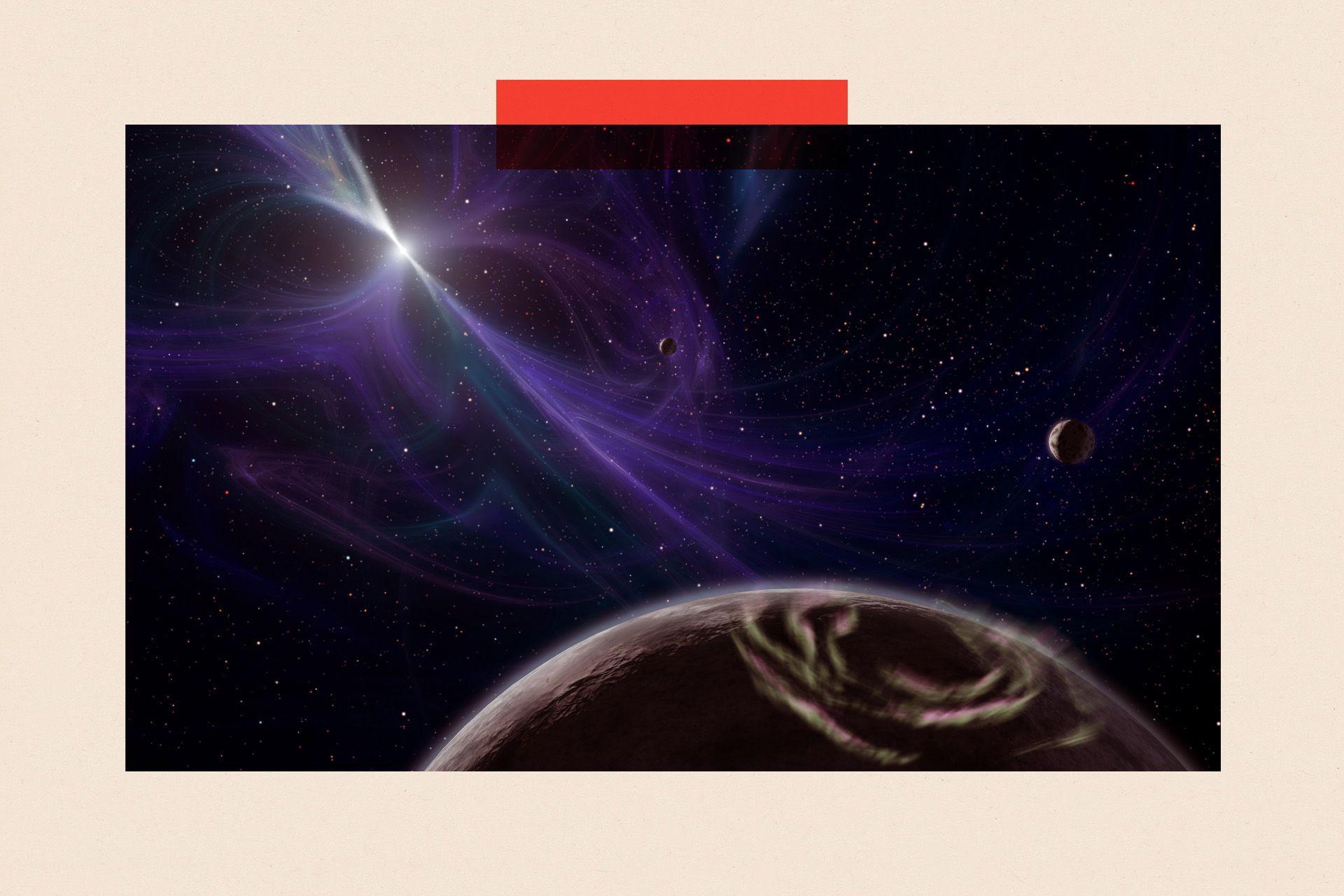 An artist's concept depicting the pulsar planet system