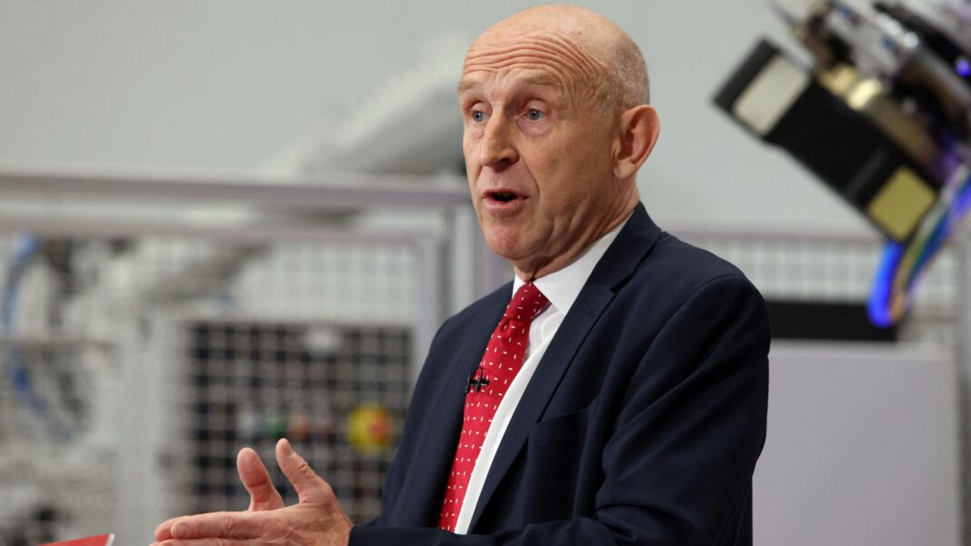 Chancellor of the Exchequer John Healey delivers a speech at the Manufacturing Technology Centre in Coventry, central England, on September 7, 2026.