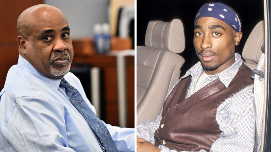 Ex-gang boss sentenced to 40 years for orchestrating Tupac Shakur’s murder On the left, Duane "Keffe D" Davis wearing a blue tie; on the right, a photo of Tupac.