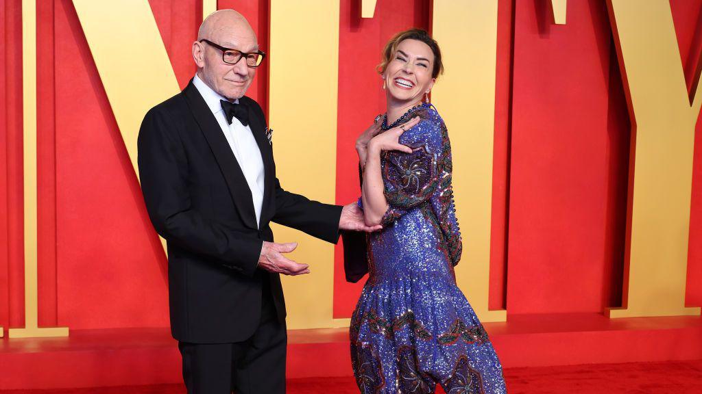 Sir Patrick Stewart and his wife Sunny Ozell photographed in 2024