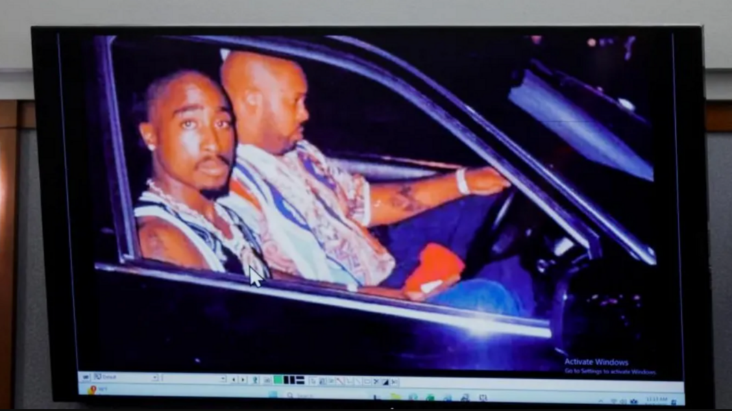 A 1996 photo of rapper Tupac Shakur (L) and Marion 
