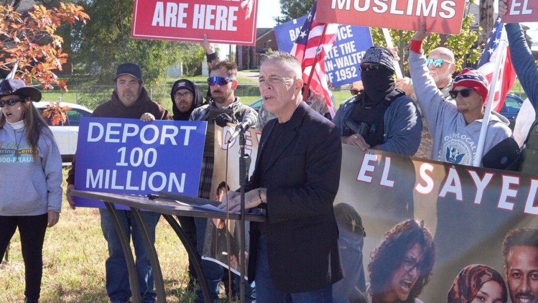 Image shows Greg Bovino at a rally