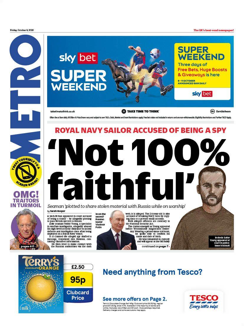 "Not 100% faithful" reads the headline on the front page of the Metro.