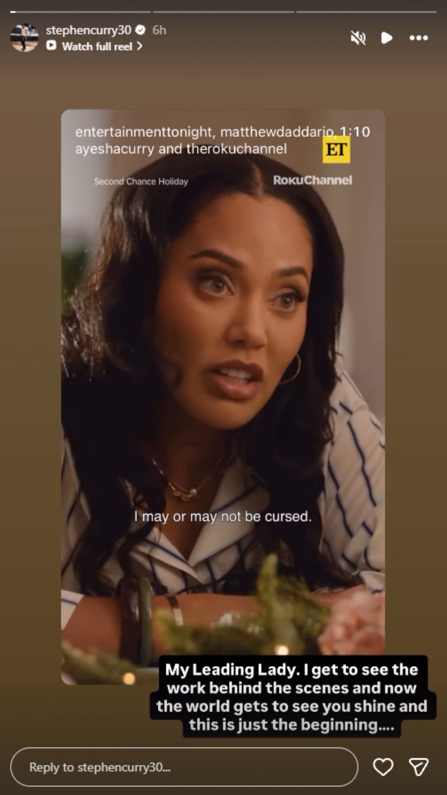 Steph Curry posted Ayesha's movie on his social media