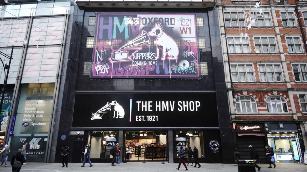 The HMV store on Oxford Street in London in 2023.