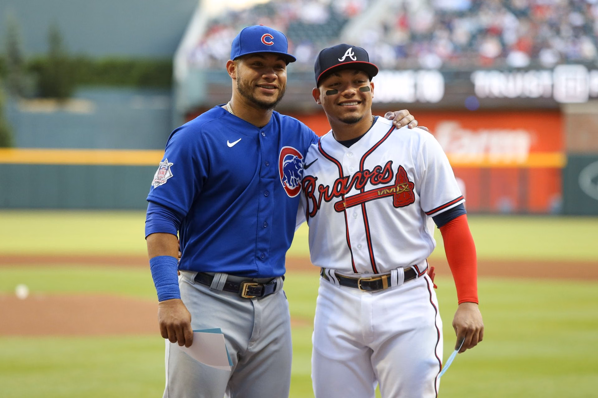 Willson Contreras is a 4x All-Star (2018, 2019, 2022, 2026), while William Contreras is a 3x All-Star (2022, 2024, 2026) and 2x Silver Slugger Award winner (2023, 2024). - Source: Imagn