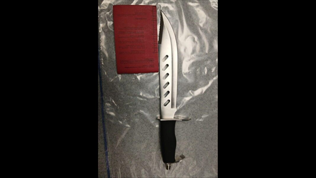 Tension and violence rising among young people in south London, police tell BBC A police issued photo of a large knife with a curved blade that has been seized.