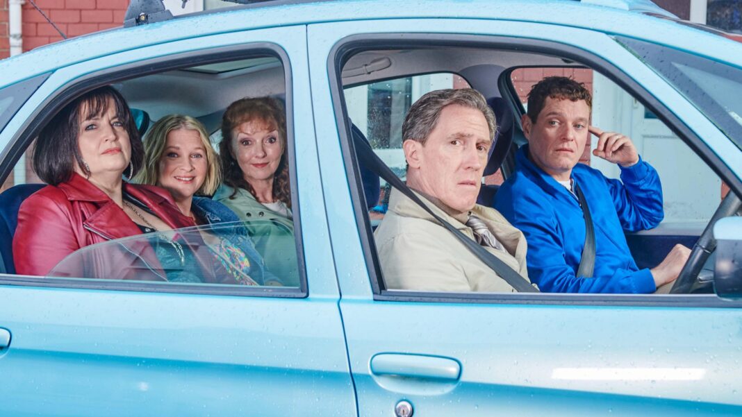 BBC Three, BBC Scotland and Radio 4 Extra broadcast channels to close The cast of Gavin & Stacey sitting in a blue car in the 2024 Christmas special