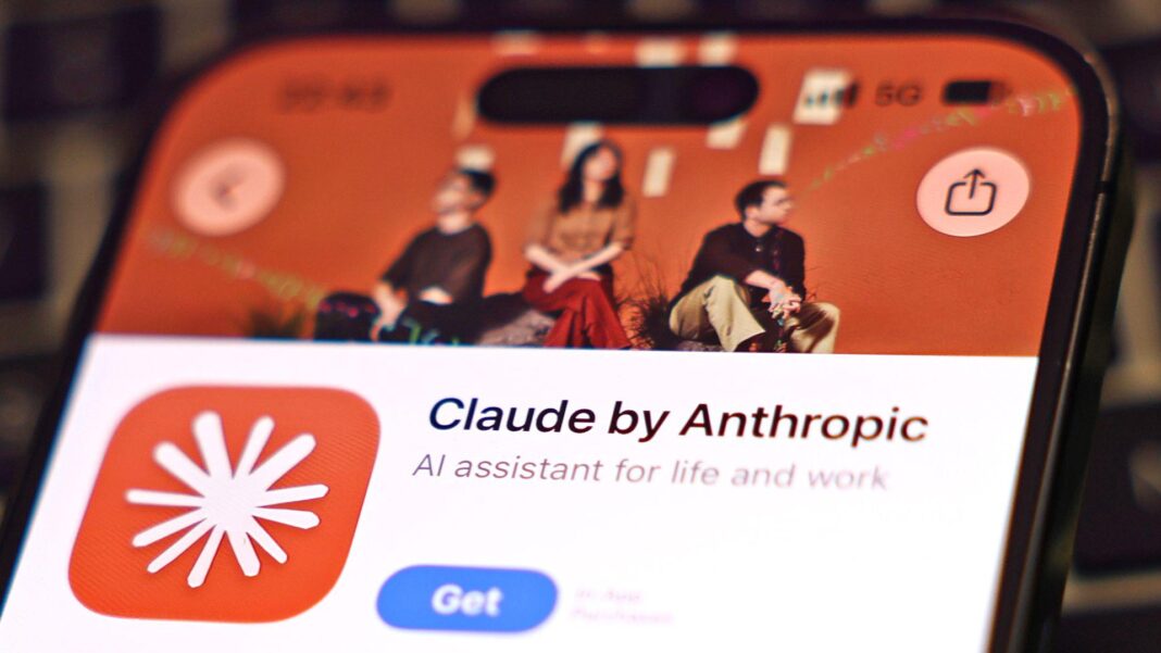 A picture of the Claude app on an iPhone