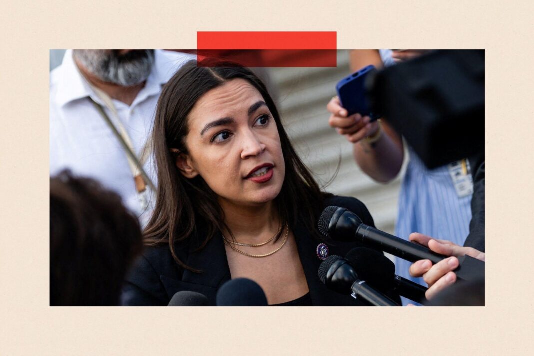 Democrats have an identity crisis – it won’t be an easy fix Alexandria Ocasio-Cortez speaking into a microphone