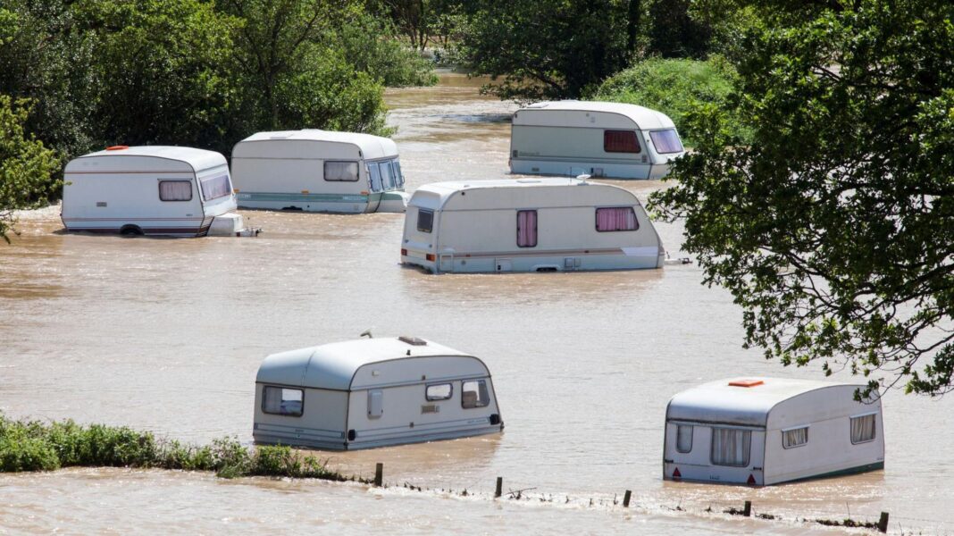 Amy Dowden praised for ‘iconic’ clapback at ex-Strictly professional dancer A flooded caravan site near Aberystwyth