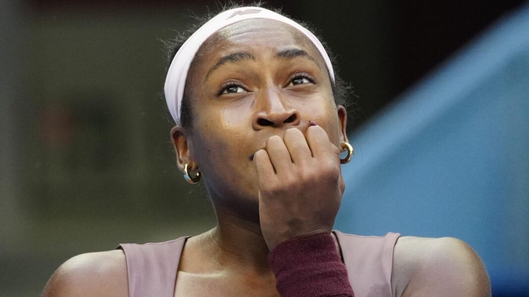 ‘Draining’ few days for Gauff after online racist abuse Coco Gauff covers her mouth during her China Open match against Elise Mertens