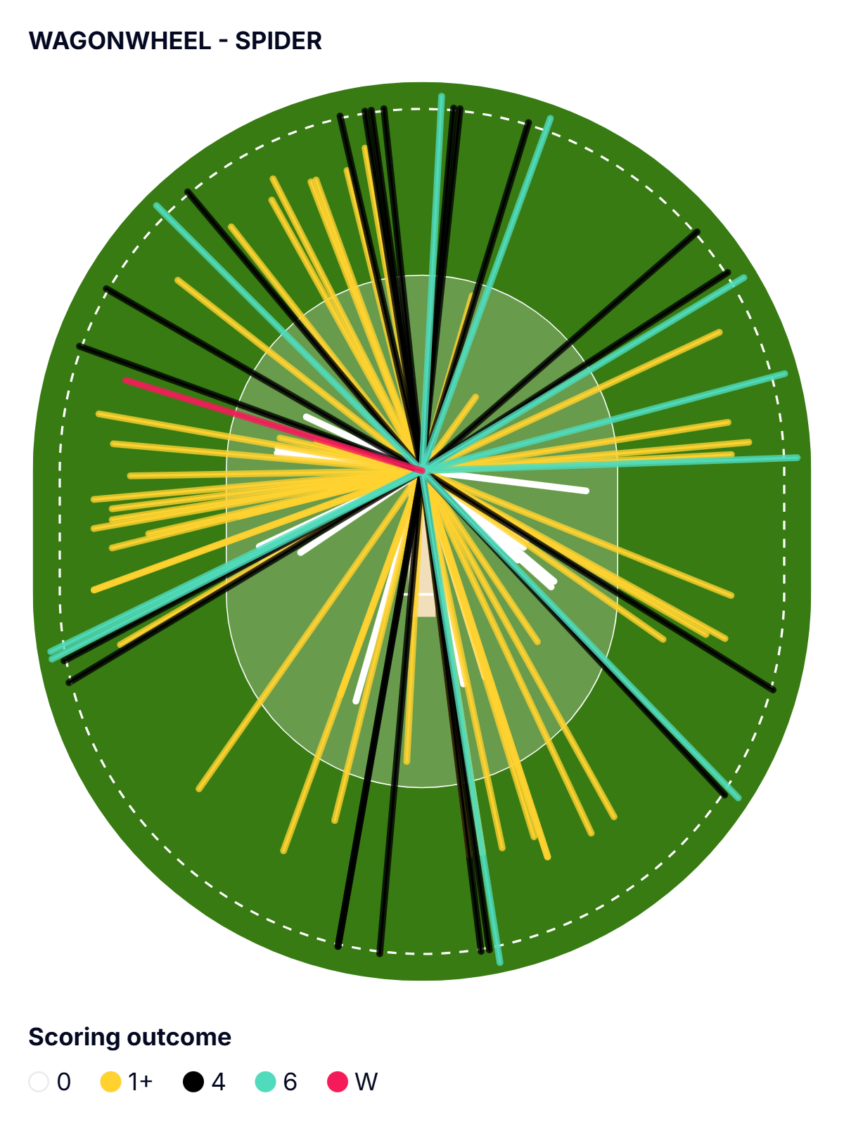 Spider map of Brook's innings