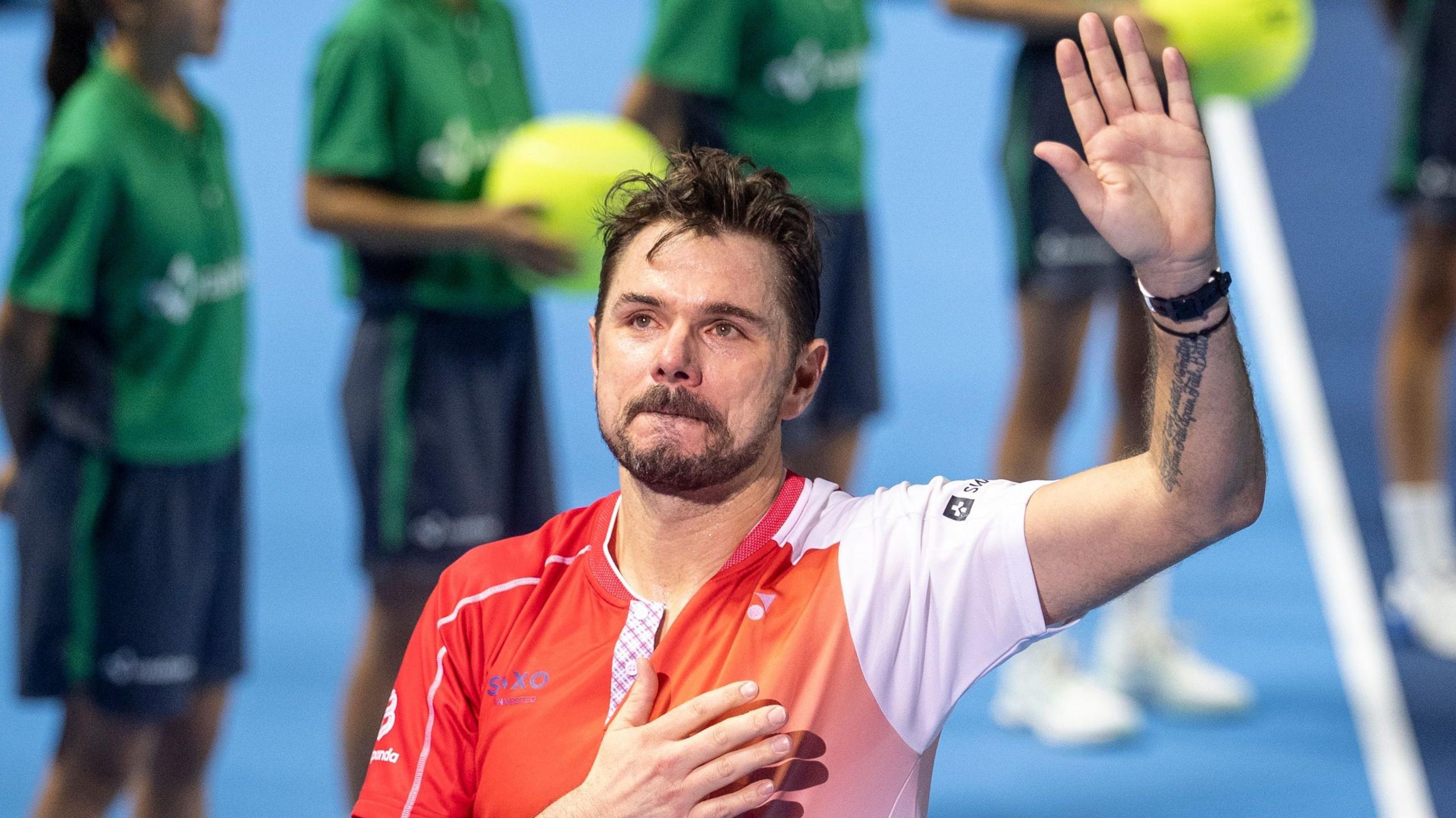 Stan Wawrinka waves goodbye to a home crowd at the Swiss Indoors Basel event