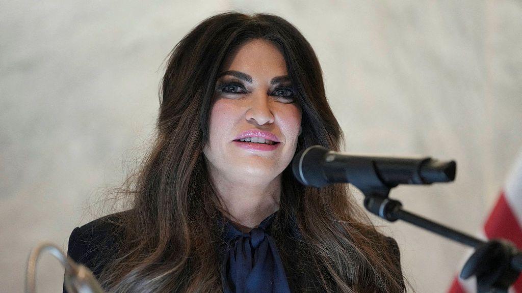 Kimberly Guilfoyle at an event in Athens on 7 October.