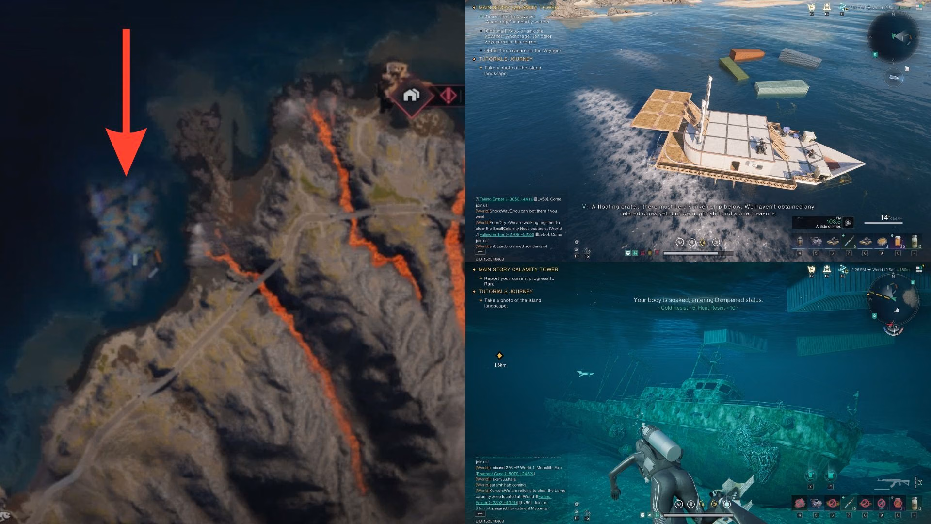 Find the shipwreck under the containers (Image via Starry Studio)
