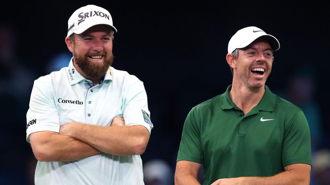Shane Lowry and Rory McIlroy at a TGL event