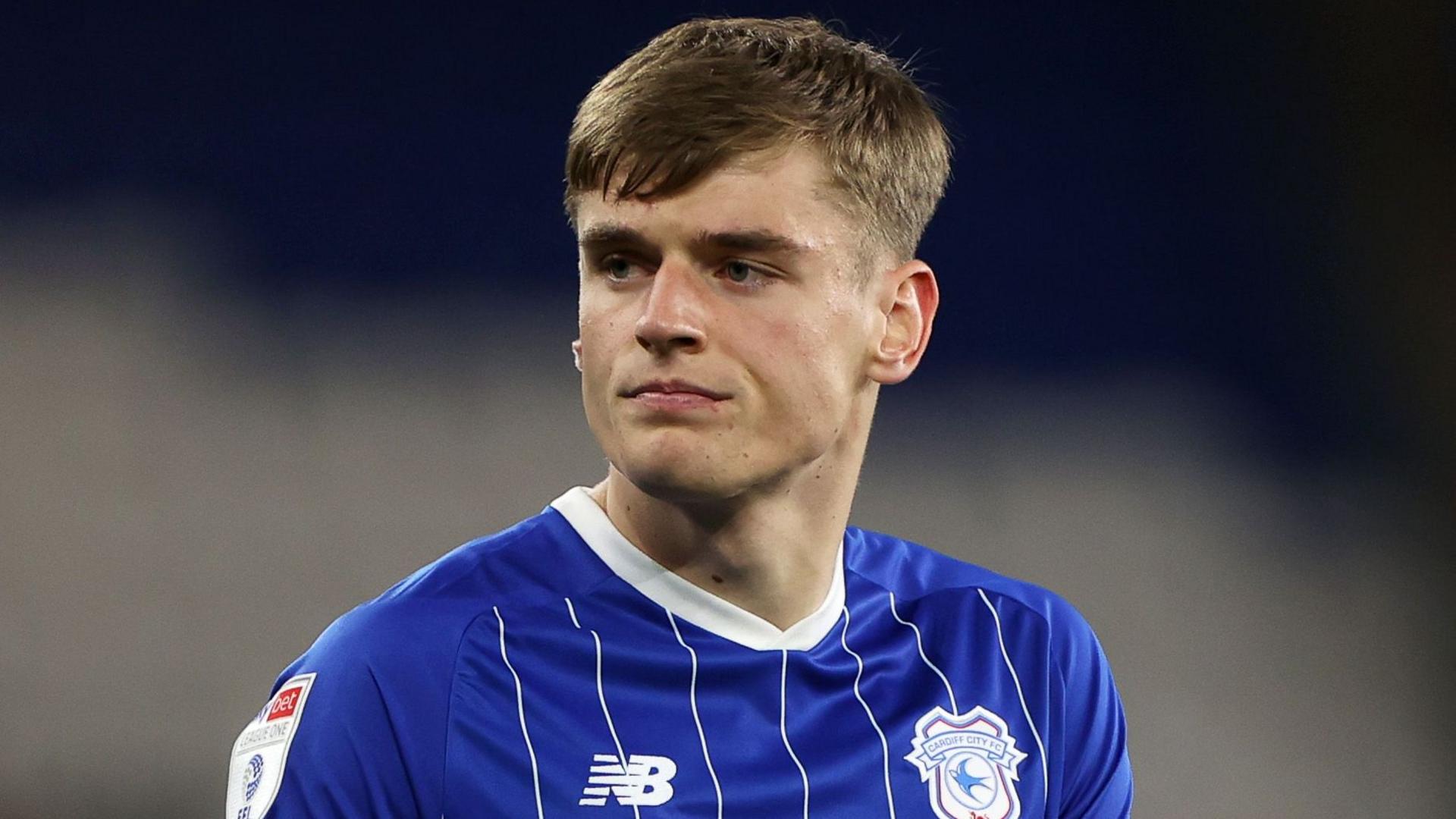 Dylan Lawlor looks on during a Cardiff City game