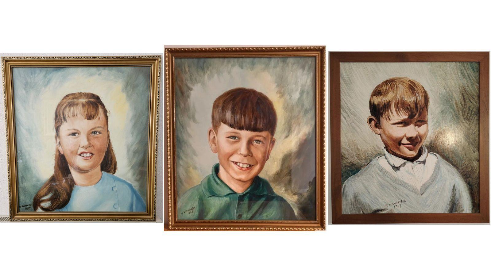 A collage of three portraits showing a girl with long brown hair, and two brown-haired boys