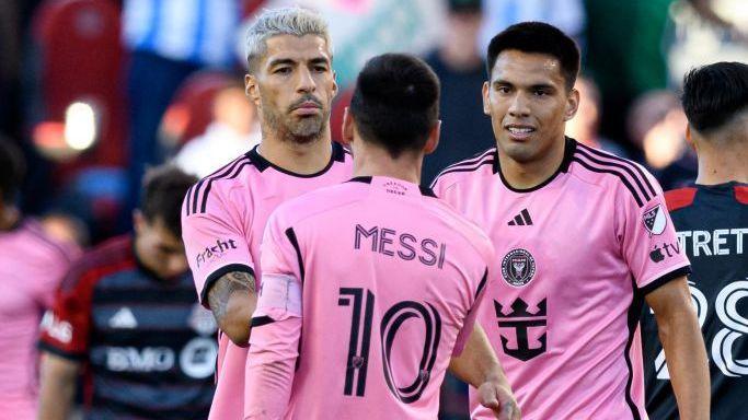 Diego Gomez (right) played alongside Luis Suarez and Lionel Messi at Inter Miami before joining Brighton in January 2025