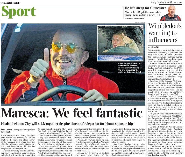 The Times back page