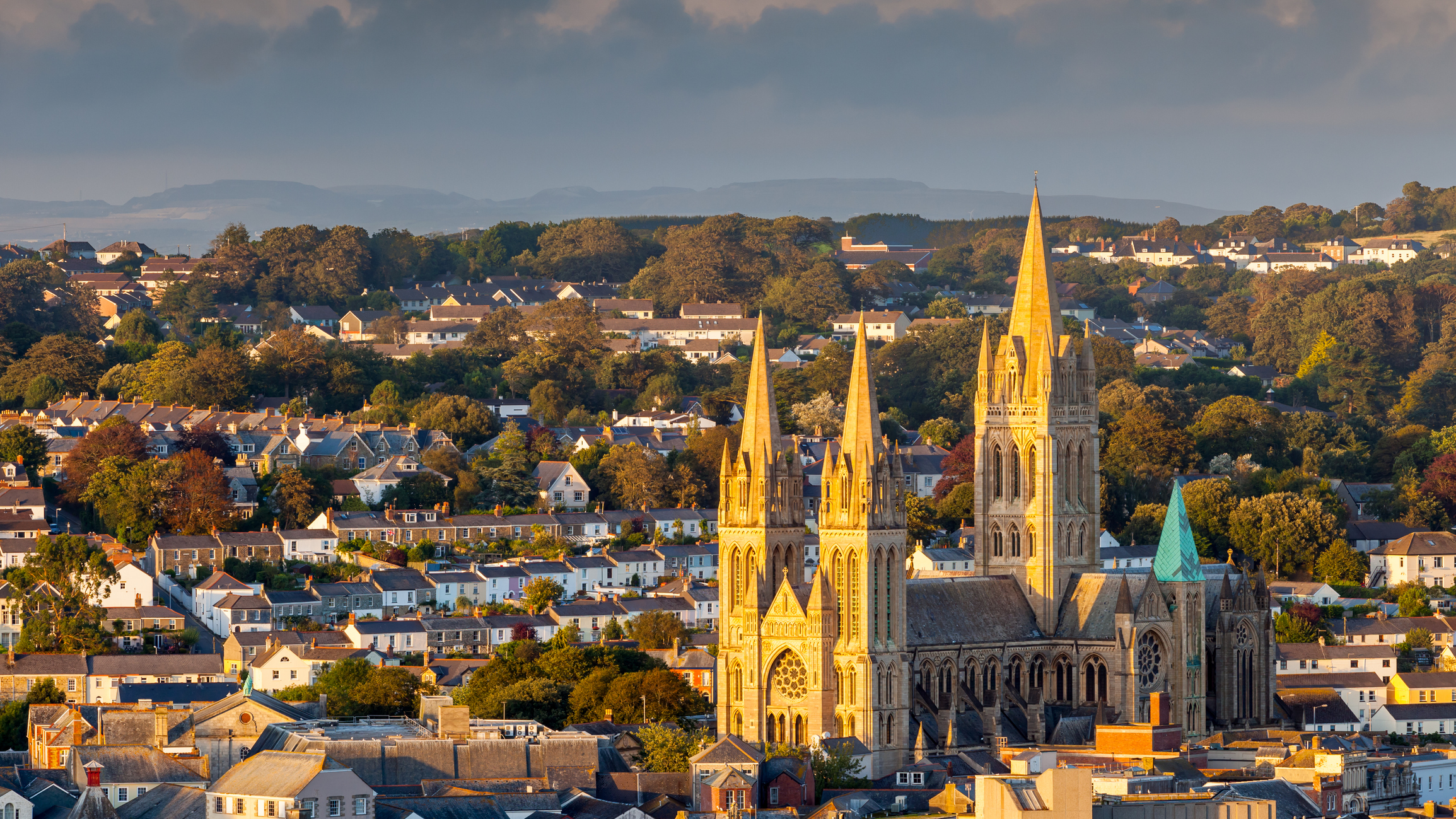 Overlooking the cathedral and city skyline, Truro Cornwall