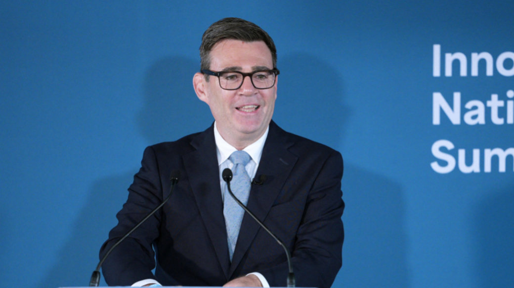 Prime Minister Andy Burnham speaks at The Innovation Nation Summit in Manchester