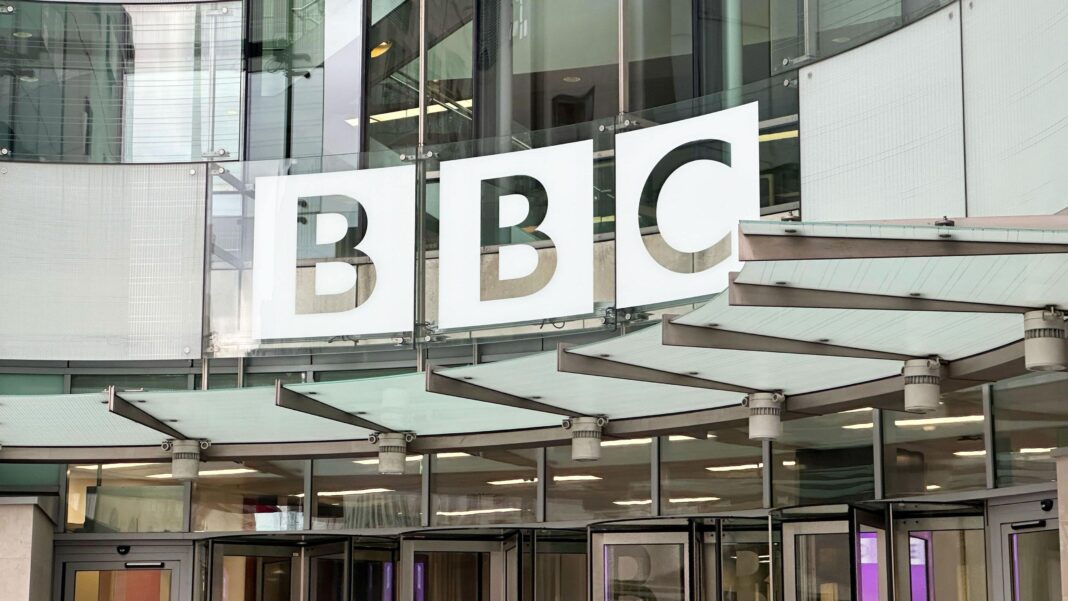 BBC sign outside of the National broadcasting House in London