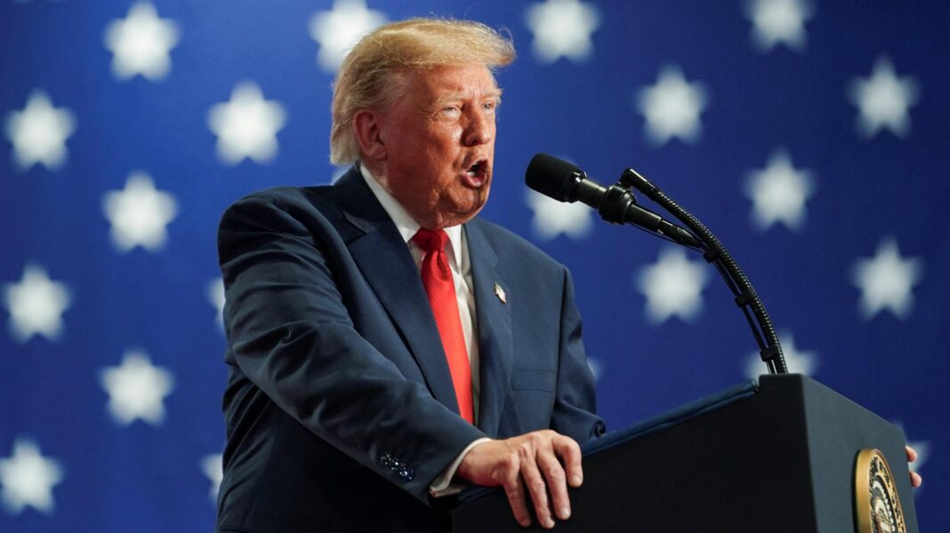 Nobel peace laureate says US sanctions on ICC ‘unacceptable’ US President Donald Trump speaks during a rally in Syracuse, New York.