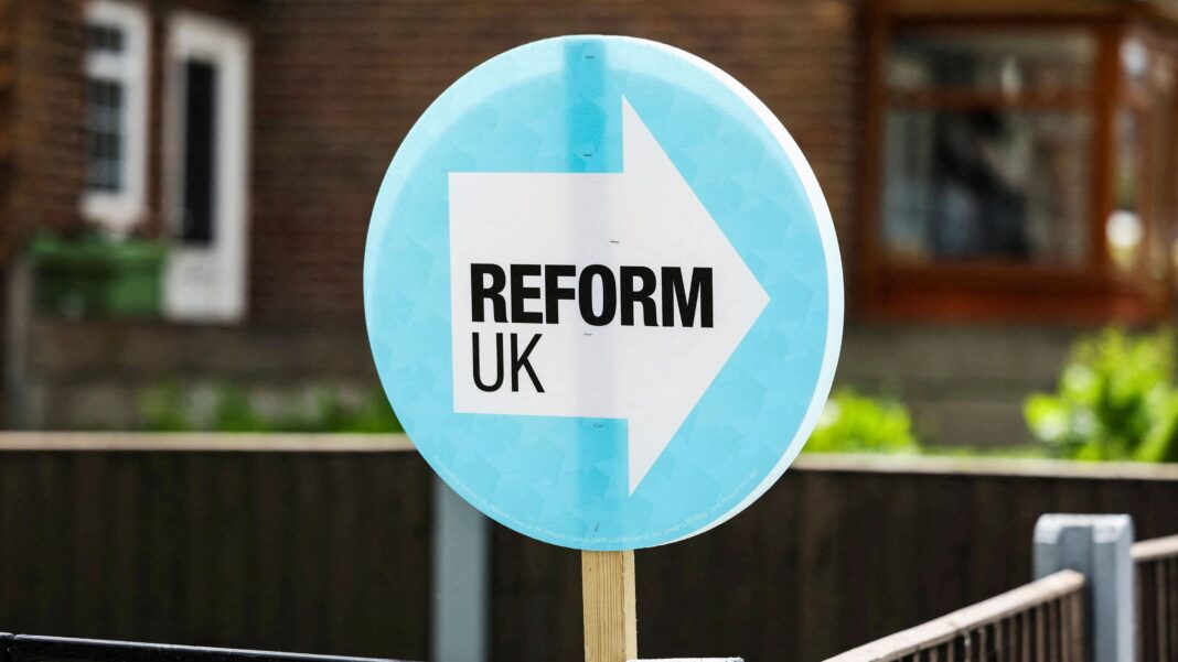 A Reform UK placard