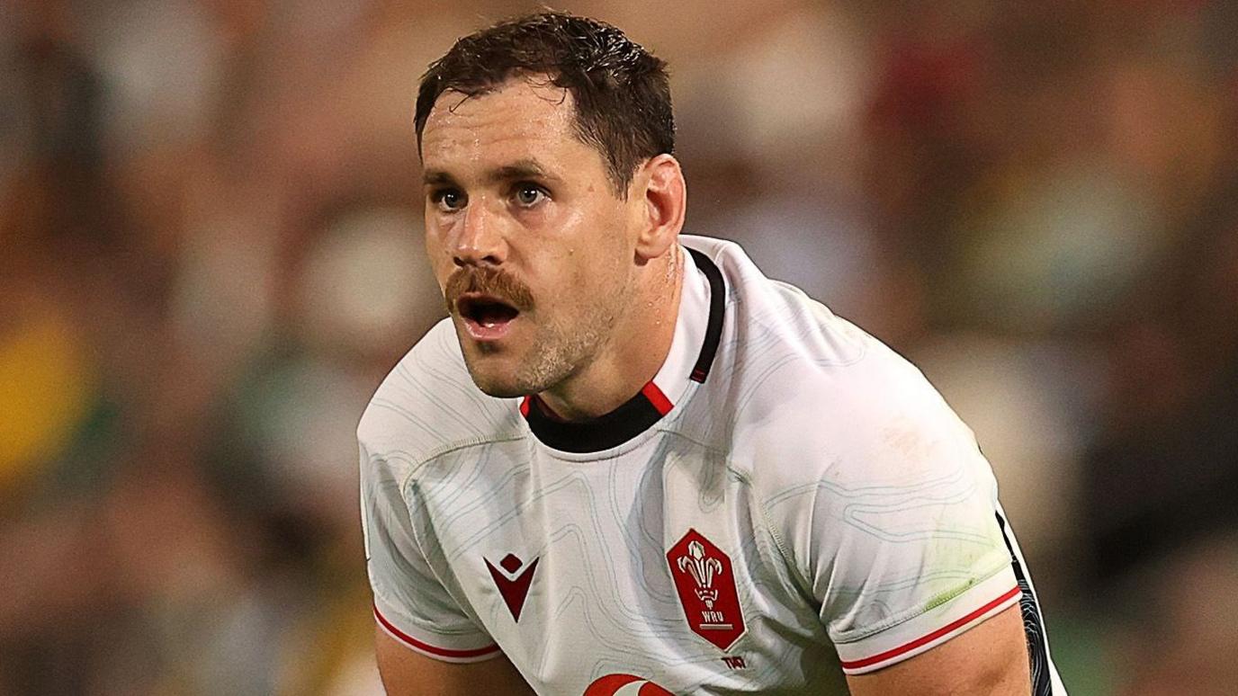 Tomos Williams in Wales' white kit against South Africa