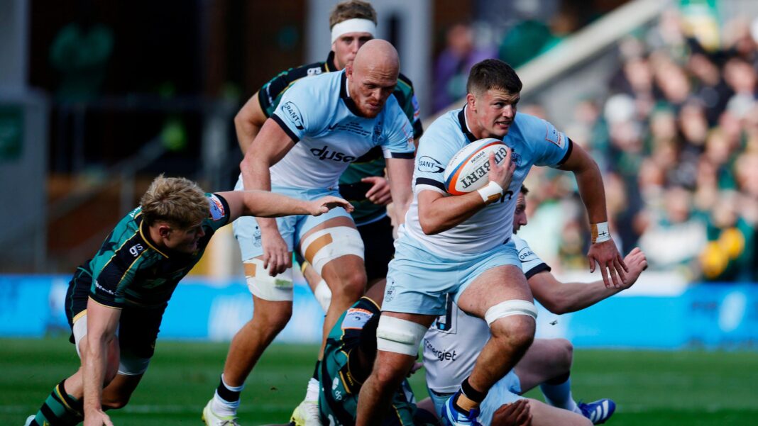 Northampton outgun Bath in 119-point thriller Arthur Green runs with the ball under his right arm as Miles Reid tracks behind him and a Northampton player tries to make a tackle from the floor