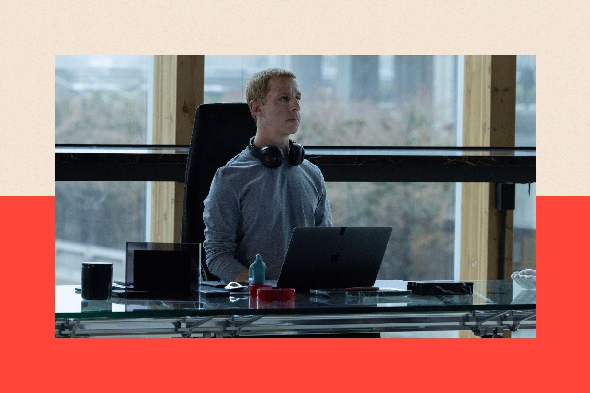 Jeremy Strong as Mark Zuckerberg in 'The Social Reckoning'
