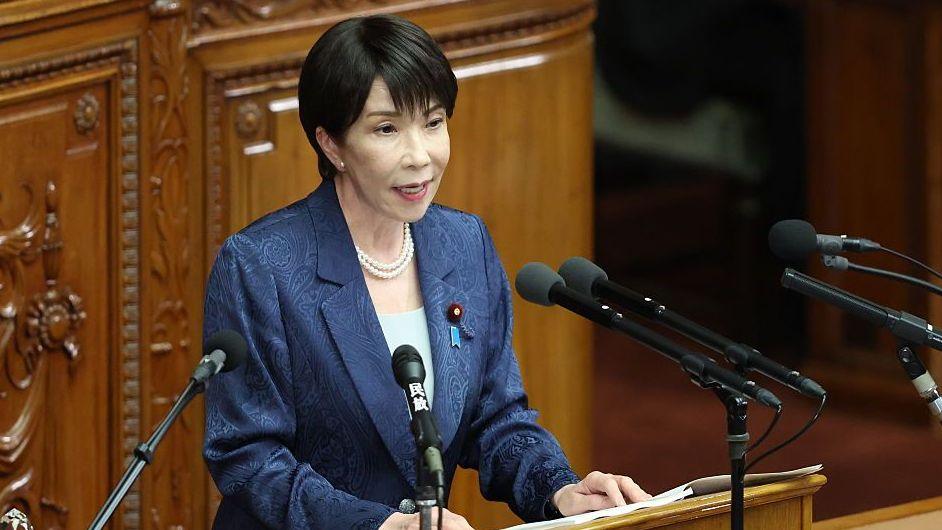 Sanae Takaichi, Japan's prime minister, delivers a policy speech during an extraordinary session at the lower house of parliament in Tokyo, Japan, on Monday, Oct. 5, 2026.