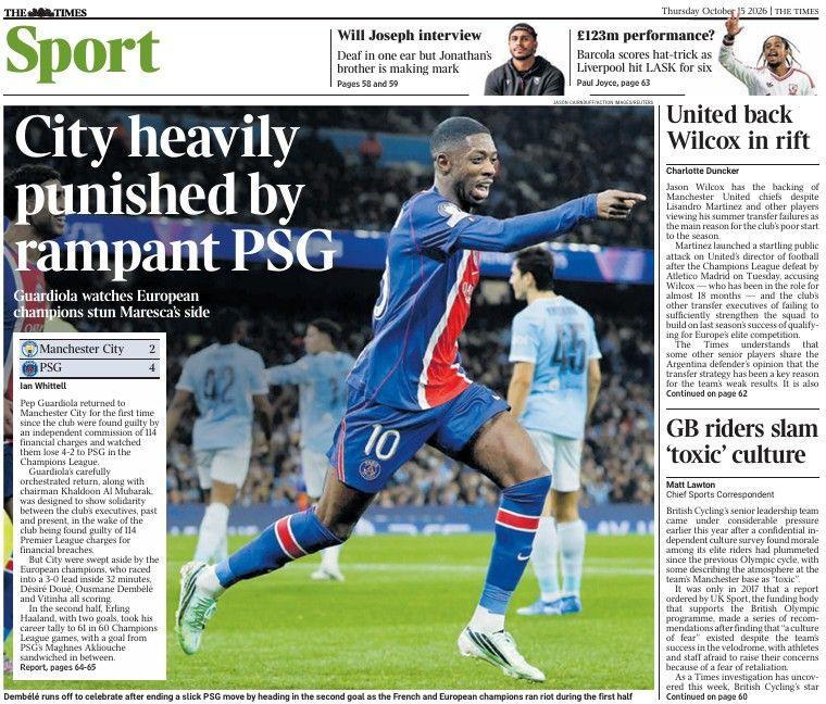 The Times back page