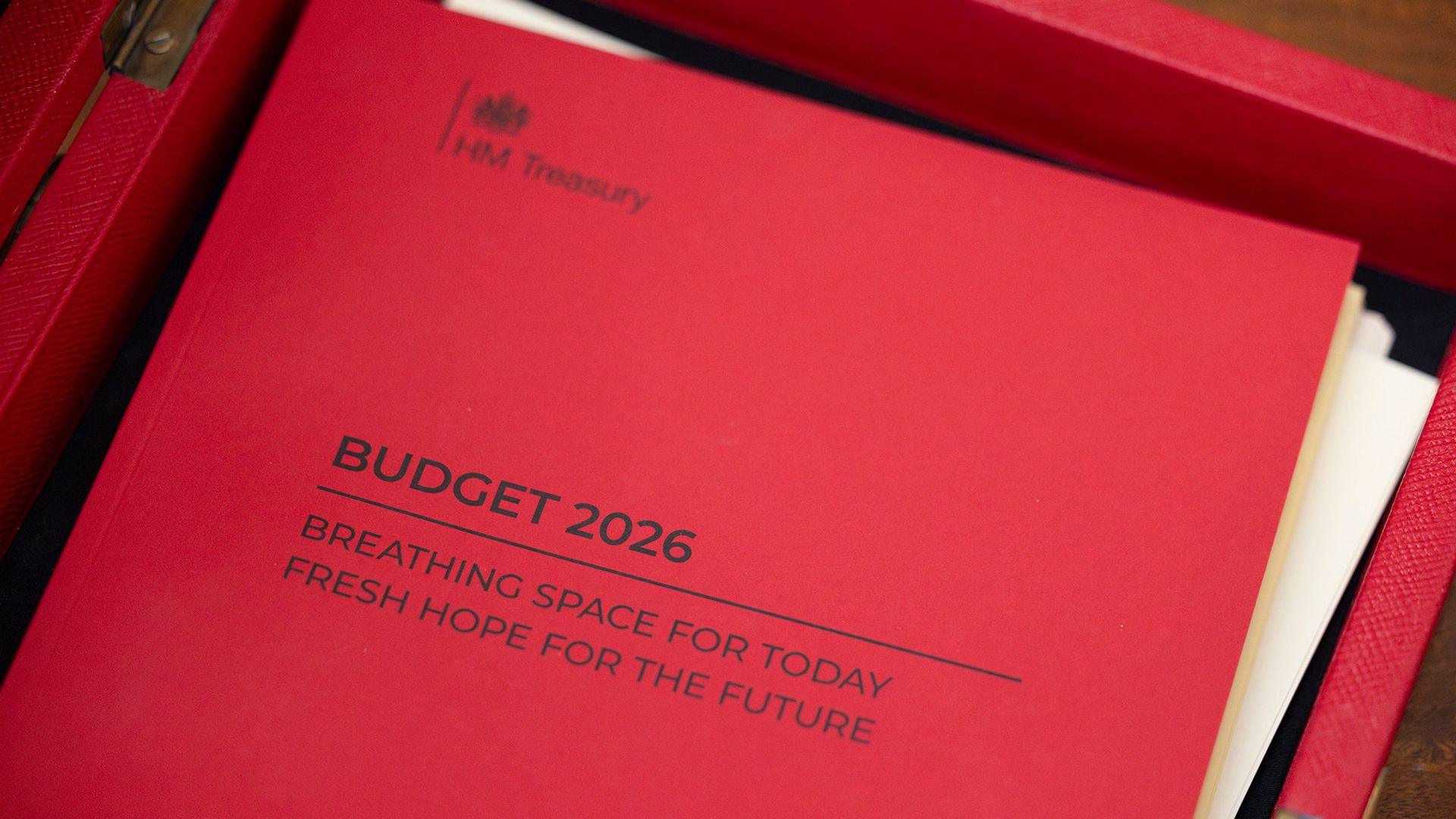 The Budget 2026 cover, photographed in the No 11 office in Downing Street.