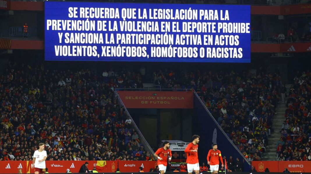 Messages to the crowd during Spain v Egypt