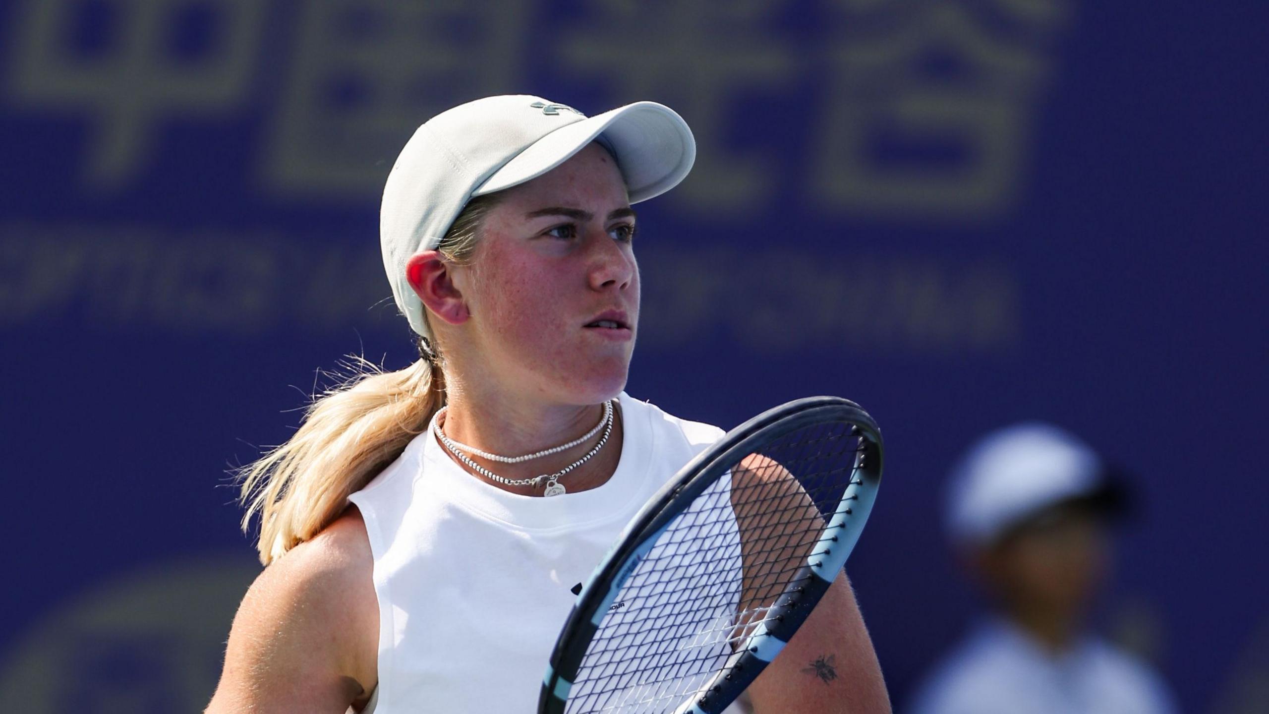 Sonay Kartal lines up a return at the Wuhan Open