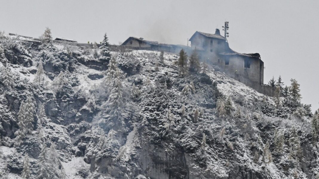 The burnt mountain guesthouse Kehlsteinhaus, known as the Eagle's Nest, formerly Adolf Hitler's mountain retreat, on October 24, 2026