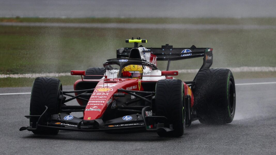 Wet races and why future of F1 engines appears to be V8 turbos – Q&A Ferrari's Lewis Hamilton throws up spray during the aborted formation laps at the Bahrian Grand Prix in Malaysia